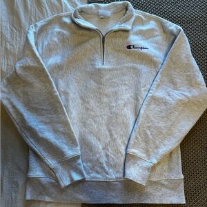 Champion Men's Light Gray Zip-Up Sweater